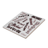 Jouw naam patroonmonogram roos kleurenschaduw tegeltje (Zijkant)