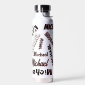 Jouw naam patroonmonogram roos kleurenschaduw waterfles (Links)