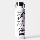 Jouw naam patroonmonogram roos kleurenschaduw waterfles (Voorkant)