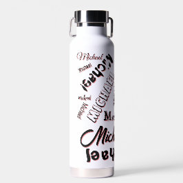 Jouw naam patroonmonogram roos kleurenschaduw waterfles