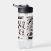 Jouw naam patroonmonogram roos kleurenschaduw waterfles (Rechts)