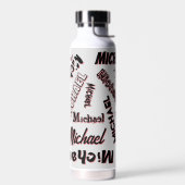 Jouw naam patroonmonogram roos kleurenschaduw waterfles (Links)