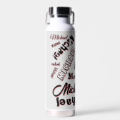 Jouw naam patroonmonogram roos kleurenschaduw waterfles (Voorkant)