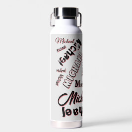 Jouw naam patroonmonogram roos kleurenschaduw waterfles