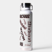 Jouw naam patroonmonogram roos kleurenschaduw waterfles (Achterkant)