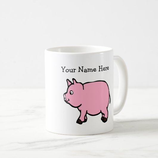 jouw naam Pernsonlize Pink Mini Pig Klassieke Mok (Voorkant rechts)