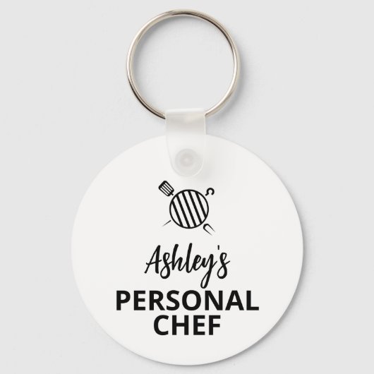 Jouw naam Personal Chef, Grill key c, Gepersonalis Sleutelhanger (Voorkant)