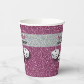 Jouw naam Pink Sparkle Dice Bunco  Papieren Bekers (Links)