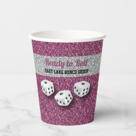 Jouw naam Pink Sparkle Dice Bunco  Papieren Bekers