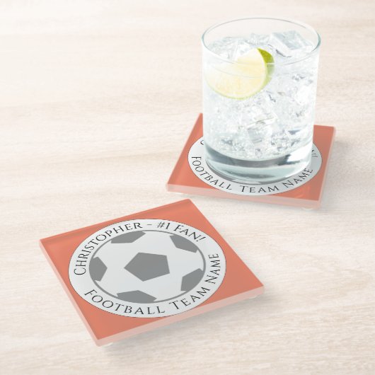 Jouw naam plus Football Team Name Glass Onderzette Glazen Onderzetter (Schuin)