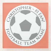 Jouw naam plus Football Team Name Glass Onderzette Glazen Onderzetter (Voorkant)