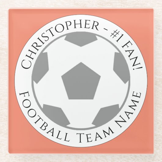Jouw naam plus Football Team Name Glass Onderzette Glazen Onderzetter (Voorkant)