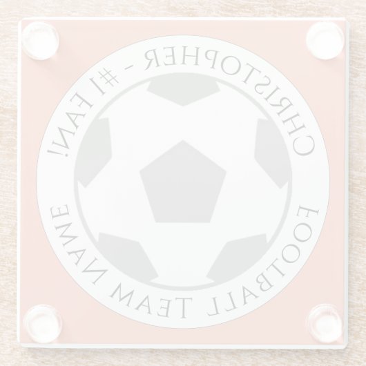Jouw naam plus Football Team Name Glass Onderzette Glazen Onderzetter (Achterkant)