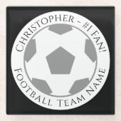 Jouw naam plus Football Team Name Glass Onderzette Glazen Onderzetter (Voorkant)