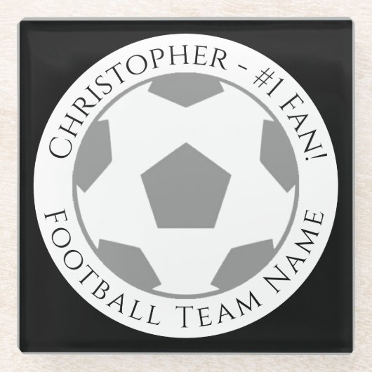 Jouw naam plus Football Team Name Glass Onderzette Glazen Onderzetter (Voorkant)
