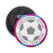 Jouw naam plus naam van Football team Button Flesopener (Voorkant)