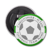 Jouw naam plus naam van Football team Button Flesopener (Voorkant)