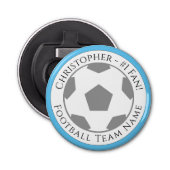 Jouw naam plus naam van Football team Button Flesopener (Voorkant)