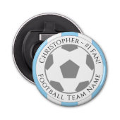 Jouw naam plus naam van Football team Button Flesopener (Voorkant)