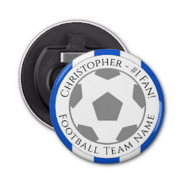 Jouw naam plus naam van Football team Button Flesopener
