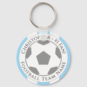 Jouw naam plus naam van Football team Sleutelhanger