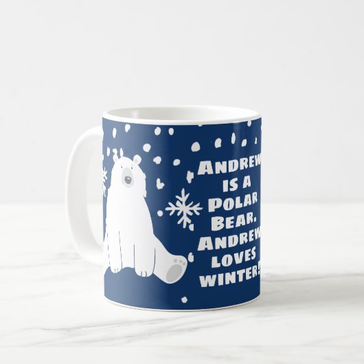 Jouw naam Polar-Beer in de Mok van Snowy Winter Co (Voorkant links)