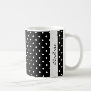 jouw naam - Polka Dots, gebotteld patroon - zwart Koffiemok