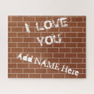 Jouw naam Puzzle - een bakstenen muur - ik hou van Legpuzzel