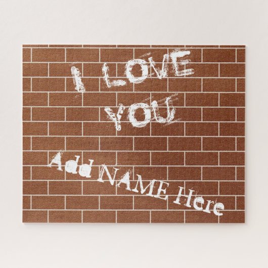 Jouw naam Puzzle - een bakstenen muur - ik hou van Legpuzzel (Horizontaal)