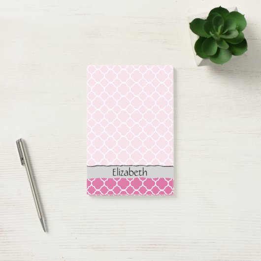 jouw naam - Quatrefoil vorm - Roze wit Post-it® Notes (Kantoor)