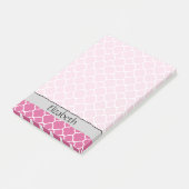 jouw naam - Quatrefoil vorm - Roze wit Post-it® Notes (Schuin)