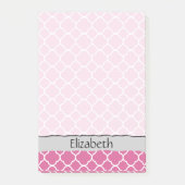 jouw naam - Quatrefoil vorm - Roze wit Post-it® Notes (Voorkant)