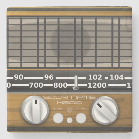 Jouw naam Radio Personalized Disk Jockey Stenen Onderzetter (Voorkant)