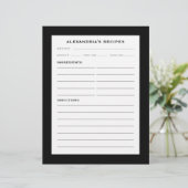 Jouw naam Recipe invoegen | Minimalistisch zwart-w (Staand voorkant)