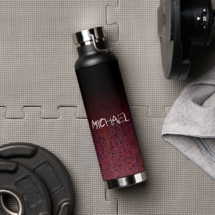 Jouw naam Red Brown Black Ombre Rust Metal Patina Waterfles