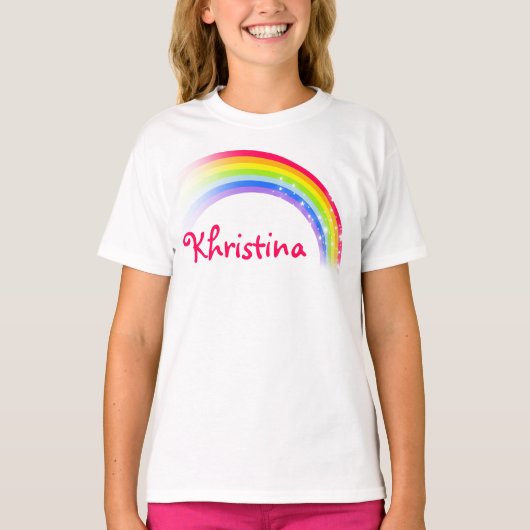 "Jouw naam" regenboog kinder top (Voorkant)