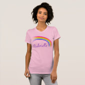 "Jouw naam" regenboog paarse & roze dames T-shirt (Voorkant volledig)