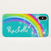 Jouw naam regenboogaqua blauwgroen ifoondraagtas Case-Mate iPhone case (Achterkant (horizontaal))