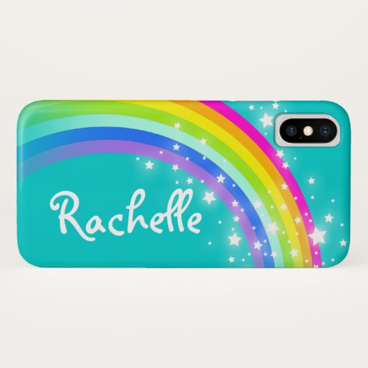 Jouw naam regenboogaqua blauwgroen ifoondraagtas Case-Mate iPhone case (Achterkant (horizontaal))