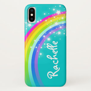 Jouw naam regenboogaqua blauwgroen ifoondraagtas iPhone x hoesje
