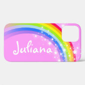 Jouw naam regenbooglichtroze ster Case-Mate iPhone case (Achterkant (horizontaal))