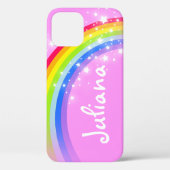 Jouw naam regenbooglichtroze ster Case-Mate iPhone case (Achterkant)