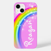 Jouw naam regenboogroze hemelsterren Case-Mate iPhone case (Achterkant)