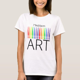 Jouw naam, regenboogverfborstels en ART T-shirt