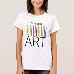 Jouw naam, regenboogverfborstels en ART T-shirt