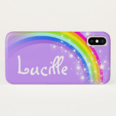 Jouw naam regenboogviolet sky iphone case (Achterkant (horizontaal))