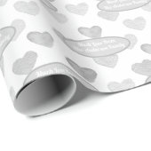 Jouw naam Retro kerstschaduwen met grijze harten Cadeaupapier (Rol Hoek)