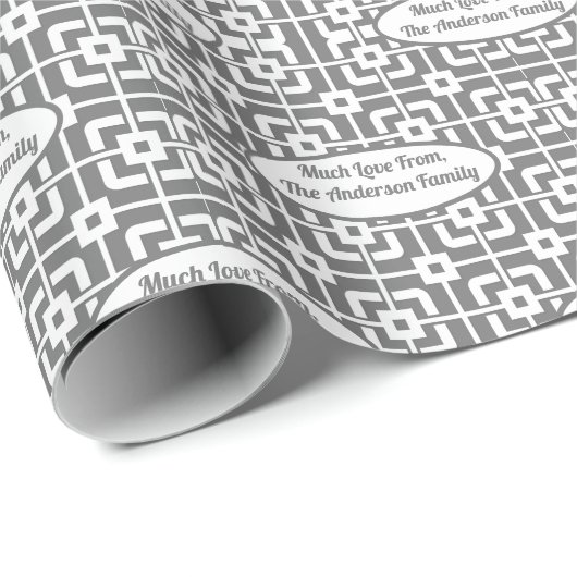 Jouw naam Retro kerstschaduwen van grijze MCM Cadeaupapier (Rol Hoek)