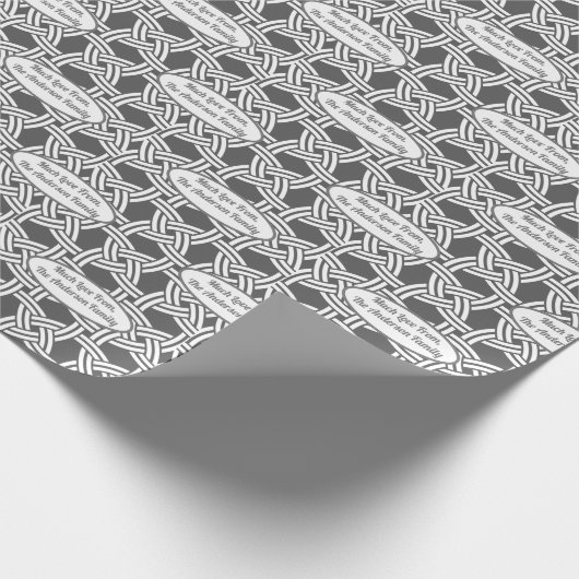 Jouw naam Retro-kerstschaduwen van grijze MCM-wikk Cadeaupapier (Hoek)