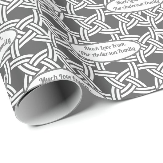 Jouw naam Retro-kerstschaduwen van grijze MCM-wikk Cadeaupapier (Rol Hoek)